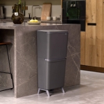 Кош за разделно събиране на смет 20+10+10 литра SortUp Hi - Dark Grey, Brabantia 