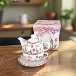 Керамичен чайник с чаша, Лалета