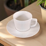 Керамични чаши за кафе или чай 190 мл с чинийка - 4 части, Перлено сияние