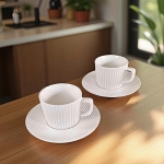 Керамични чаши за кафе или чай 190 мл с чинийка - 4 части, Перлено сияние