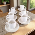 Керамичен сервиз за еспресо кафе 100 мл - 12 части, Бяла прелест