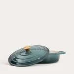 Плитка чугунена емайлирана тенджера с капак 2.5 литра ANDREAS -зелена, HOMLA Полша