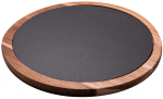 Акациева кръгла дъска с каменна плоча за сервиране, 34 см