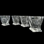 Ловен сет Куадро чаши за уиски 340 мл - 6 броя, метална плочка, Bohemia Crystalite