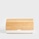 бяла кутия за хляб с бамбуков капак