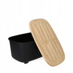 Кутия за хляб с бамбуков капак 34 x 17 x 21 см ALONZO, черен цвят, HOMLA Полша