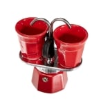 Комплект кафеварка с 2 броя чаши Mini R, червен цвят, Bialetti Италия