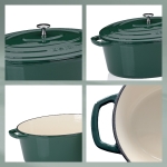 Чугунена овална тенджера с капак 36 х 29 см Calido - зелена, KELA Германия