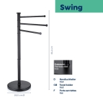 Поставка за кърпи Swing - черна - свободно стояща, KELA Германия