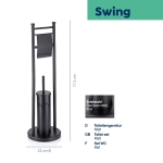 Черна стойка за тоалетна хартия и четка