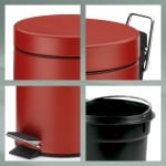 Кош за отпадъци с педал 3 литра Monaco, червен цвят, KELA Германия