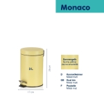 Кош за отпадъци с педал 3 литра Monaco, жълт цвят, KELA Германия