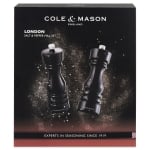 Комплект мелнички за сол и пипер 18 см LONDON, цвят черен гланц, COLE & MASON Англия
