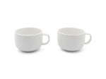Керамични чаши за чай с бамбукови подложки 250 мл UMEA, 2 броя, бял цвят, BREDEMEIJER Нидерландия