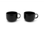 Керамични чаши за чай с бамбукови подложки 250 мл UMEA, 2 броя, черен цвят, BREDEMEIJER Нидерландия