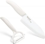 KYOCERA Комплект керамичен нож серия "GEN" и белачка - цвят бял