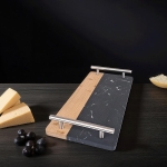 Мраморно плато за сервиране с дръжки, 35 x 16.5 см, черно