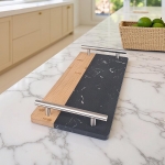 Мраморно плато за сервиране с дръжки, 35 x 16.5 см, черно