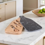 Плато за сирена 3 ножчета и мраморен капак 34 x 13.5 см, черно