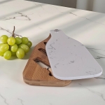 Плато за сирена 3 ножчета и мраморен капак 34 x 13.5 см, бяло