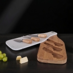 Плато за сирена 3 ножчета и мраморен капак 34 x 13.5 см, бяло