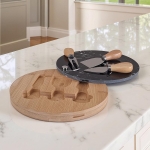 Плато за сирена 3 ножчета и мраморна плоча 22 x 22 см, черно