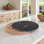 Плато за сирена 3 ножчета и мраморна плоча 22 x 22 см, черно