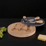 Плато за сирена 3 ножчета и мраморна плоча 22 x 22 см, черно