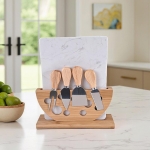 Плато за сирена 4 ножчета и мраморна плоча 26 x 23.5 см, бяло