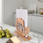 Плато за сирена 4 ножчета и мраморна плоча 26 x 23.5 см, бяло