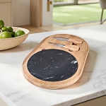 Плато за сирена 4 ножчета и мраморна плоча 31 x 19 см, черно