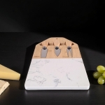 Плато за сирена 3 ножчета и мраморна плоча 32 x 19 см, бяло