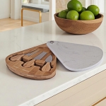 Плато за сирена 3 ножчета и мраморен капак 23 x 19 см, бяло