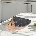 Плато за сирена 3 ножчета и мраморен капак 23 x 19 см, черно