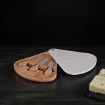 Плато за сирена 3 ножчета и мраморен капак 23 x 19 см, бяло