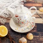 Порцеланов сет за чай 3 части - Макове, VL Полша