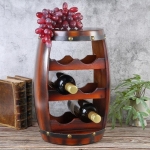 Дървена поставка за бутилки вини във форма на бъчва, 40 x 26 x 24 см