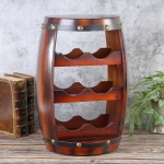 Дървена поставка за бутилки вини във форма на бъчва, 40 x 26 x 24 см