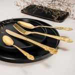 Прибори за хранене 24 части MANOR - декорирана дръжка - цвят злато, HOMLA Полша