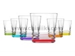 Стъклени чаши за уиски с цветно дъно 315 мл CORAL, 6 броя