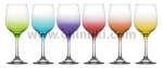 Стъклени цветни чаши за вино 395 мл CORAL, 6 броя