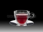 Двустенни чаши за чай 300 мл с подложни чинийки INOX, 4 части, LUIGI BORMIOLI Италия