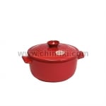 Керамична тенджера с капак 22.5 см, ROUND STEWPOT, червен цвят, EMILE HENRY Франция