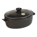 Керамична овална тенджера с капак 39.5 x 26.5 см, OVAL STEWPOT, черен цвят, EMILE HENRY Франция