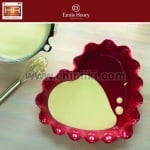 Керамична форма Сърце за тарт 33 x 29 см, цвят червен, RUFFLED HEART DISH, EMILE HENRY Франция