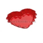 Керамична форма Сърце за тарт 33 x 29 см, цвят червен, RUFFLED HEART DISH, EMILE HENRY Франция