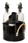 Метална стойка за бутилки с 4 секции 17 см, черен цвят