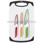 Комплект 3 броя ножове с дъска за рязане COMFORT, цветни дръжки, ZYLISS Швейцария