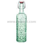 Бутилка за съхранение с метален механизъм 1 литър ORIENTE, зелен цвят, Bormioli Rocco Италия