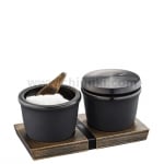 Канистер за сол или подправки с дървена лъжичка X-PLOSION®, черен цвят, GEFU Германия
